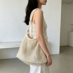 Load image into Gallery viewer, Handwoven Cotton Net Bag Beach Tote Large Capacity N6F146