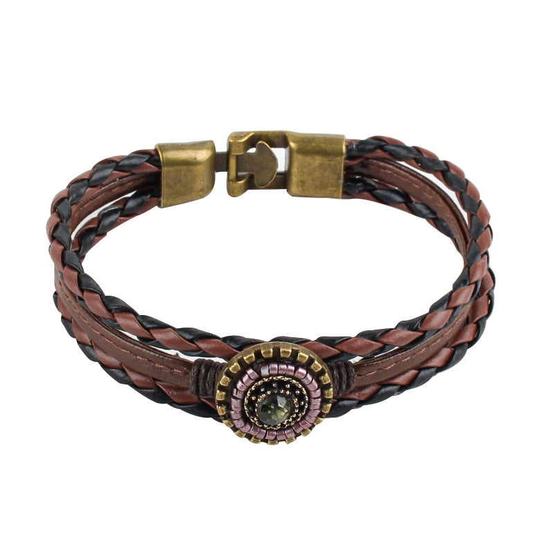 Multi Layer Braided Leather Bracelet S5P604