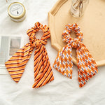 Load image into Gallery viewer, Halloween Velvet Streamer Scrunchie Ponytail Holder N6H203