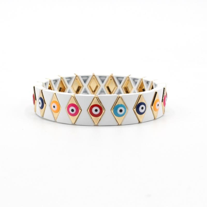 Evil Eye Enamel Cuff Steel Stove Fired Blend S5P079