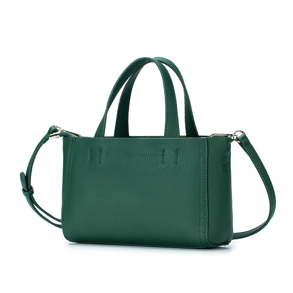 Genuine Leather Top Handle Bag Square Mini Tote N6F111