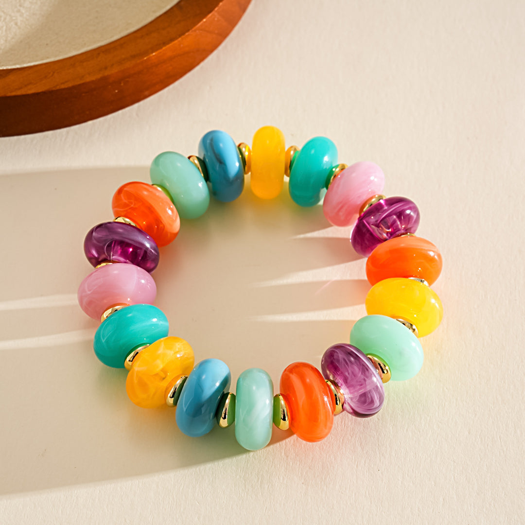 Acrylic Gradient Round Necklace Bracelet Vintage Sweet N6F096