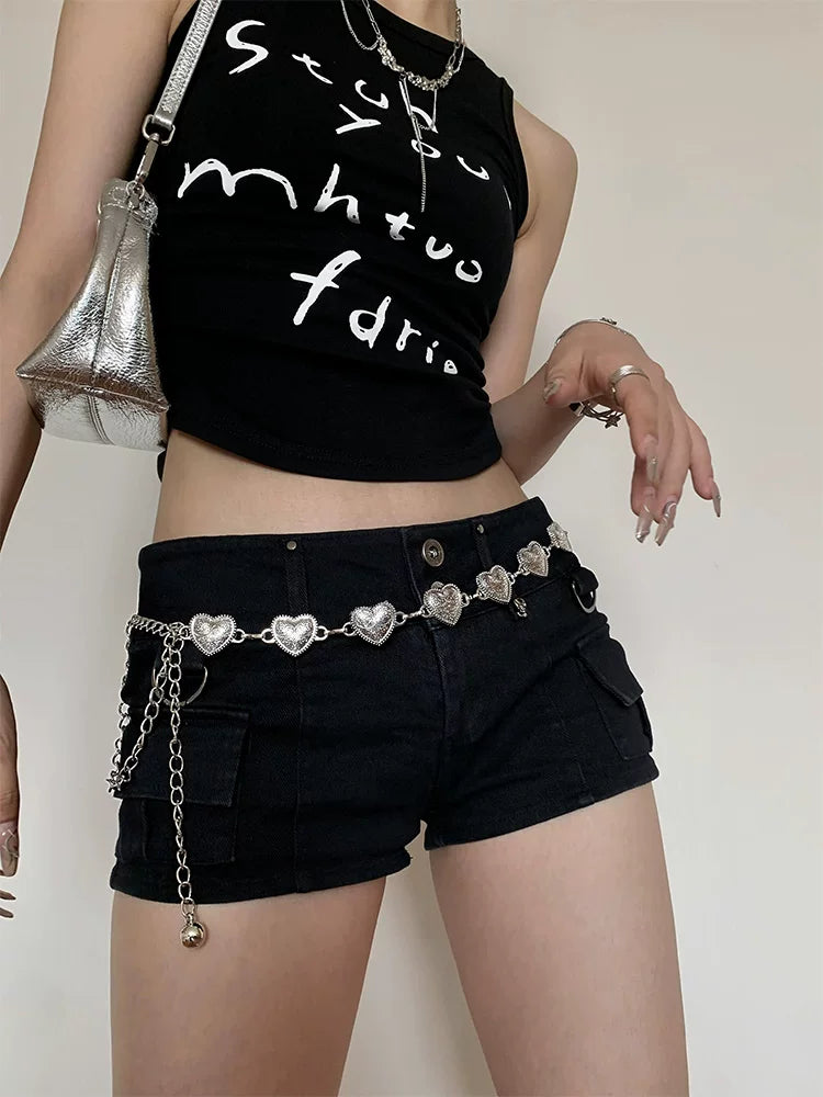 Retro Silver Heart Waist Chain Women Boho N6C157