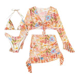Load image into Gallery viewer, Trendy Printed Beach Skirt Bikini Four Piece Set  N6A018