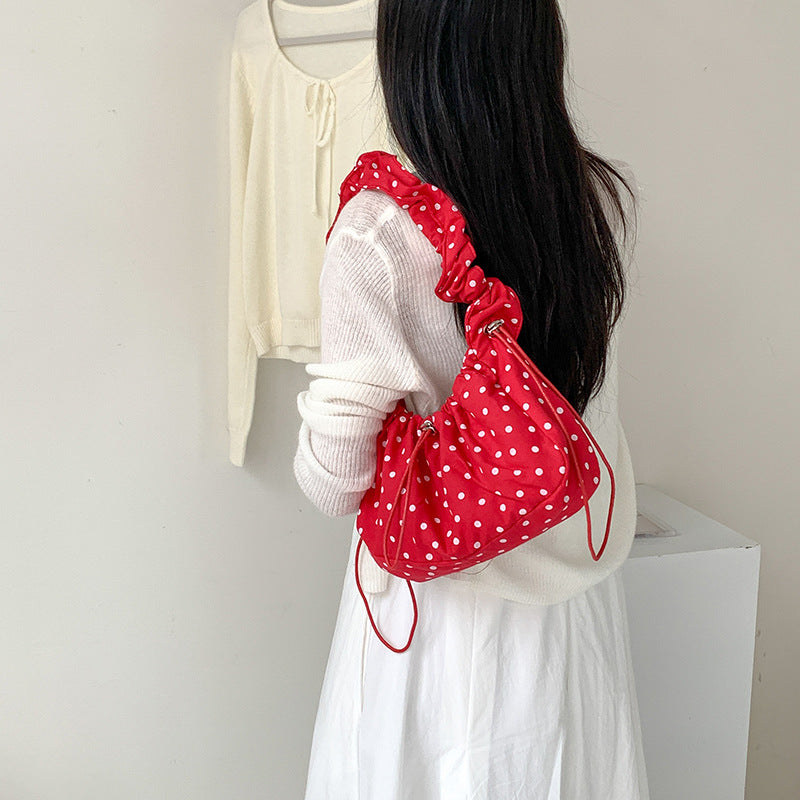 Polka Dot Nylon Shoulder Bag Women  N6F058