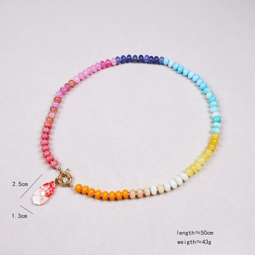Bohemian Natural Stone Bead Pendant Necklace N6E112