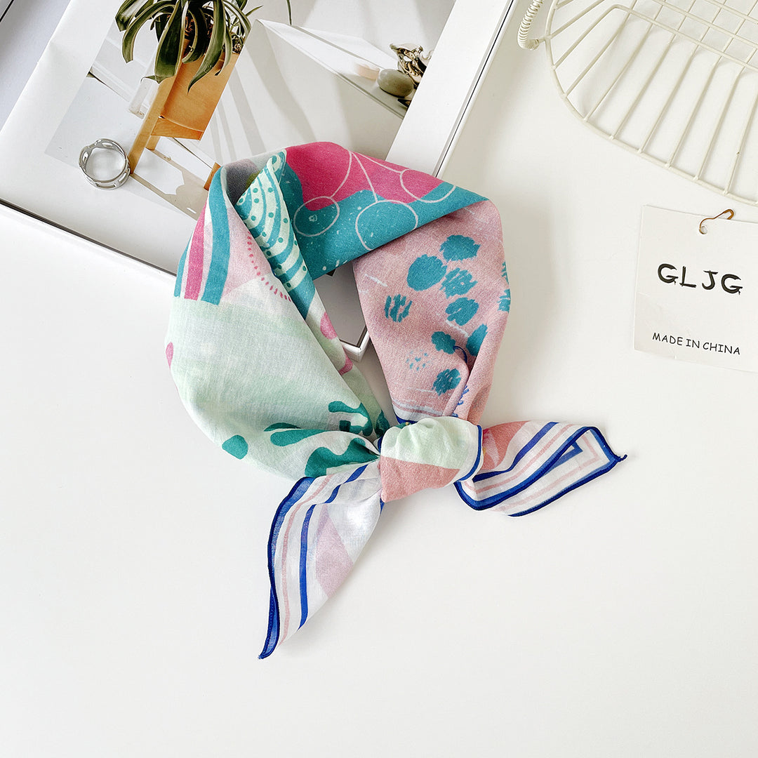 Pure Cotton Square Scarf Women Head Scarf 55cm N6H116