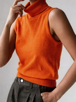Load image into Gallery viewer, Knit Sleeveless Vest High Neck Tank Top Women Simple N6G132