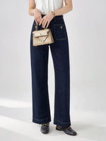 Load image into Gallery viewer, Button-Front Square Pocket Straight Leg Denim Jeans N6D165