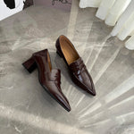 Load image into Gallery viewer, Vintage Pointed Toe Flat Loafers Women Slip-On Leather N6G300