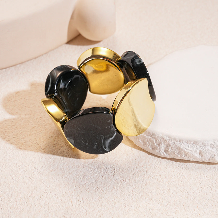 Acrylic Round Segment Elastic Bangle Statement Women N6H081