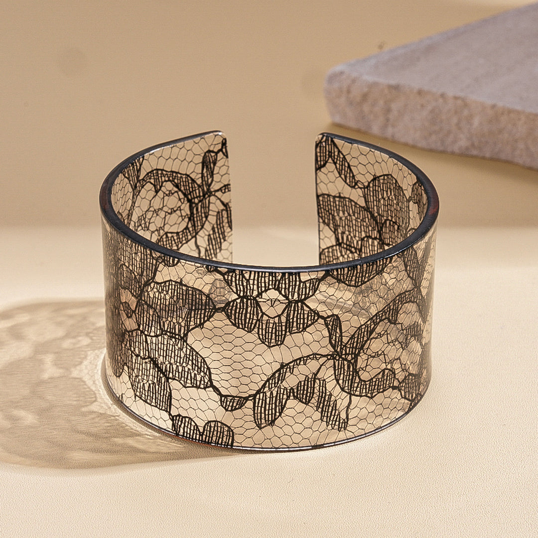 Acrylic Leopard Print Geometric Open Cuff Bangle N6F284