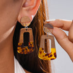 Load image into Gallery viewer, Vintage Resin Wood Geometric Steel Stud Earrings N6H100