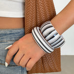 Load image into Gallery viewer, Womens 2 Piece Striped Resin Bracelet Set N6K137