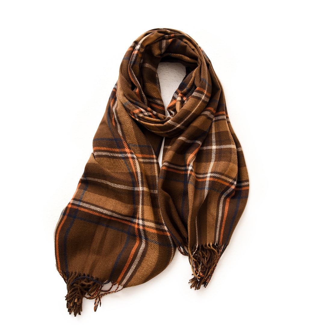 Classic Plaid Fringe Scarf  M5A228