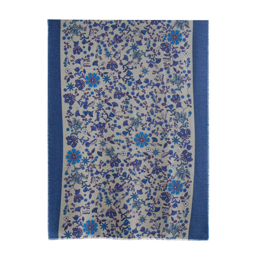 Floral Print Faux Cashmere Wrap with Fringe  M5A183