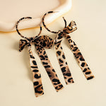Load image into Gallery viewer, Womens Vintage Leopard Print Bow Tassel Fabric Stud Earrings N6K169