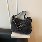 Load image into Gallery viewer, Women's Washed Denim Studded Bag N6J212
