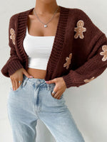 Load image into Gallery viewer, Cookie Pattern Short Knit Cardigan MidLight N5A163
