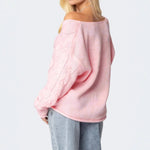 Load image into Gallery viewer, Cable V Knit Mid Weight Pink N5Z689
