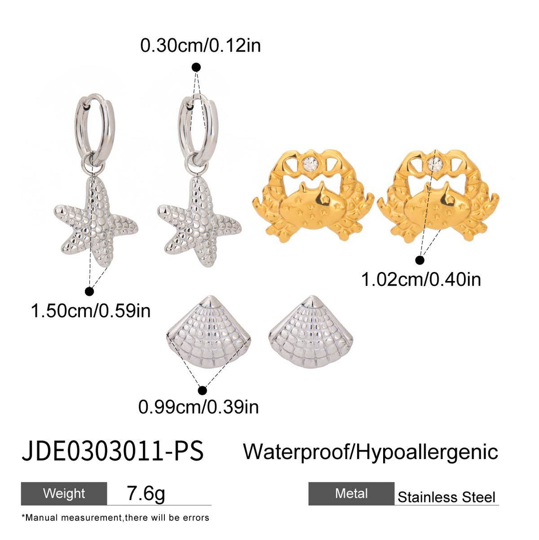 Geometric Zircon Studs Steel Gold-Plated S5P148