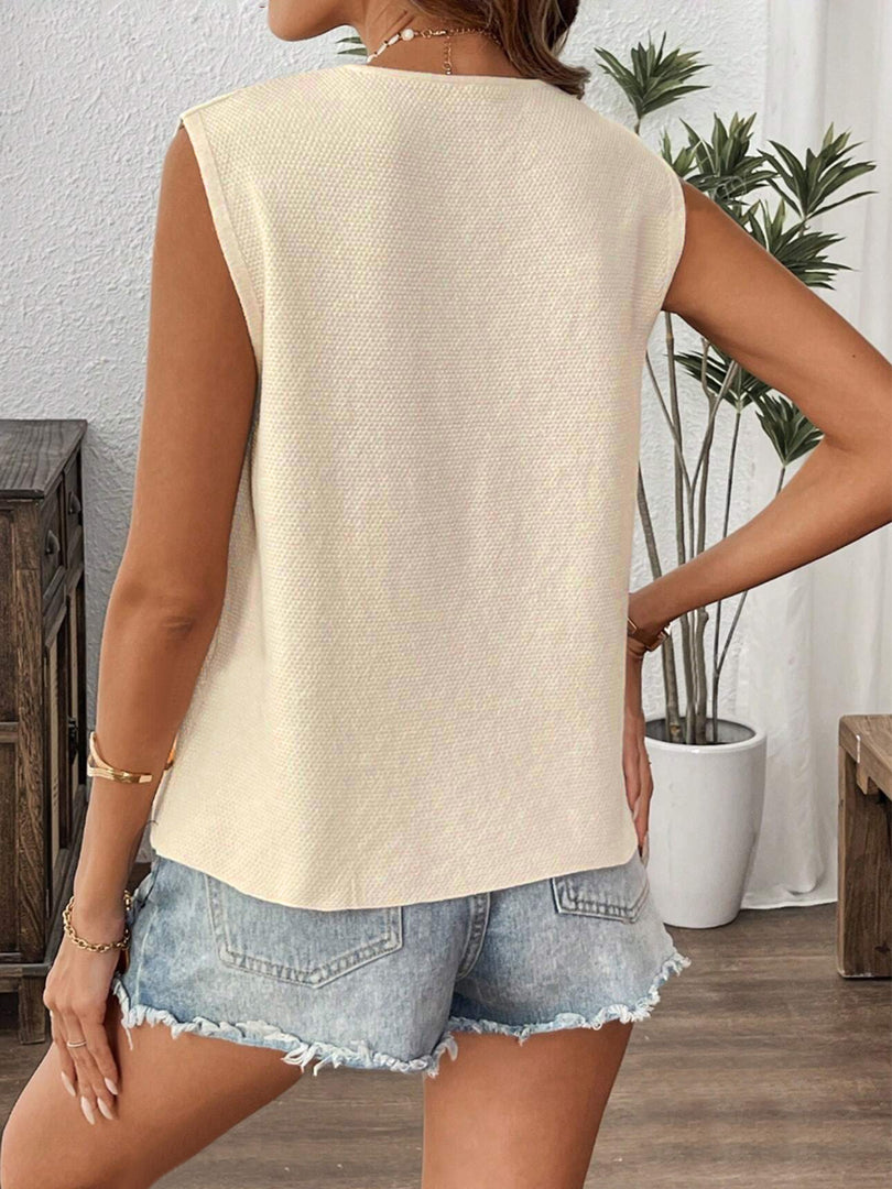 Bow Tie Vest Sleeveless Lightweight Apricot N5Z706