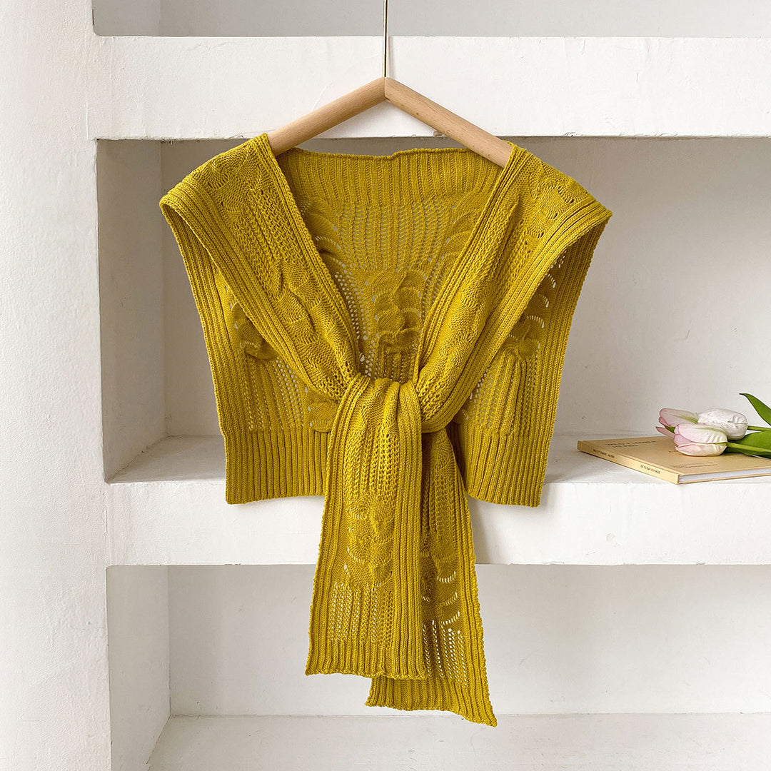 Thick Knit Square Shawl Hollow Twist Women N6H241