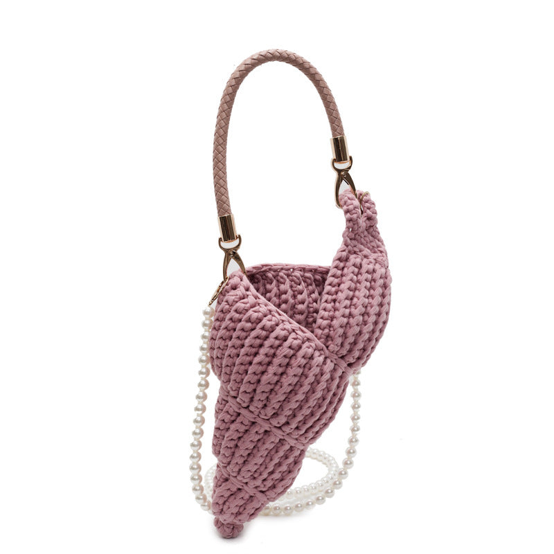 Handwoven Shell Beach Crossbody Bag Crochet Tote N6F084