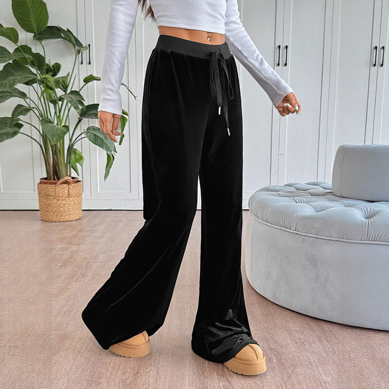 Velvet Flared Pant Fluid Lightweight Black N5Z494