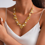 Load image into Gallery viewer, Metal Coin Rhinestone Pearl Tassel Choker Necklace N6H151
