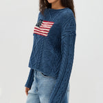 Load image into Gallery viewer, Cable Crew Sweater Lightweight Navy N5Z820
