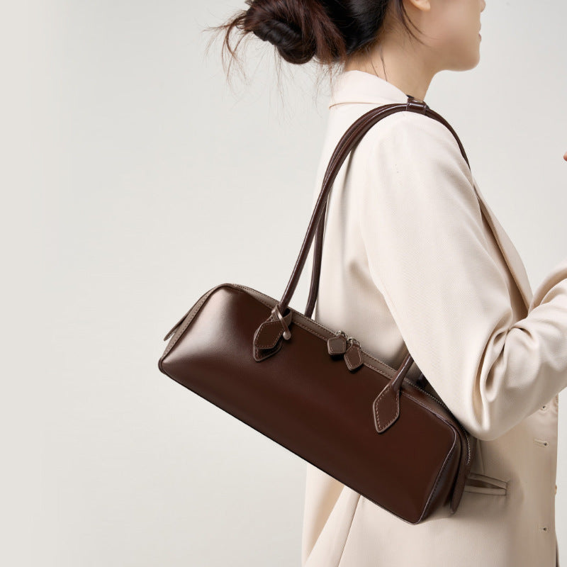 Women's Genuine Leather Baguette Shoulder Bag N6J120