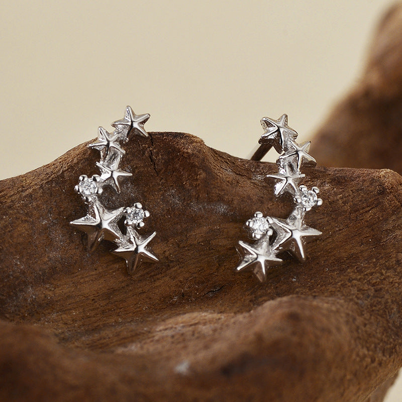 Star Prong-Set Studs S925 Rhodium-Plated Sparkling S5P138