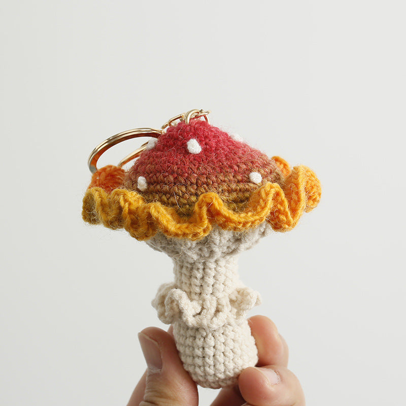 Hand Crochet Mushroom Keychain Cotton Yarn Charm N6G042