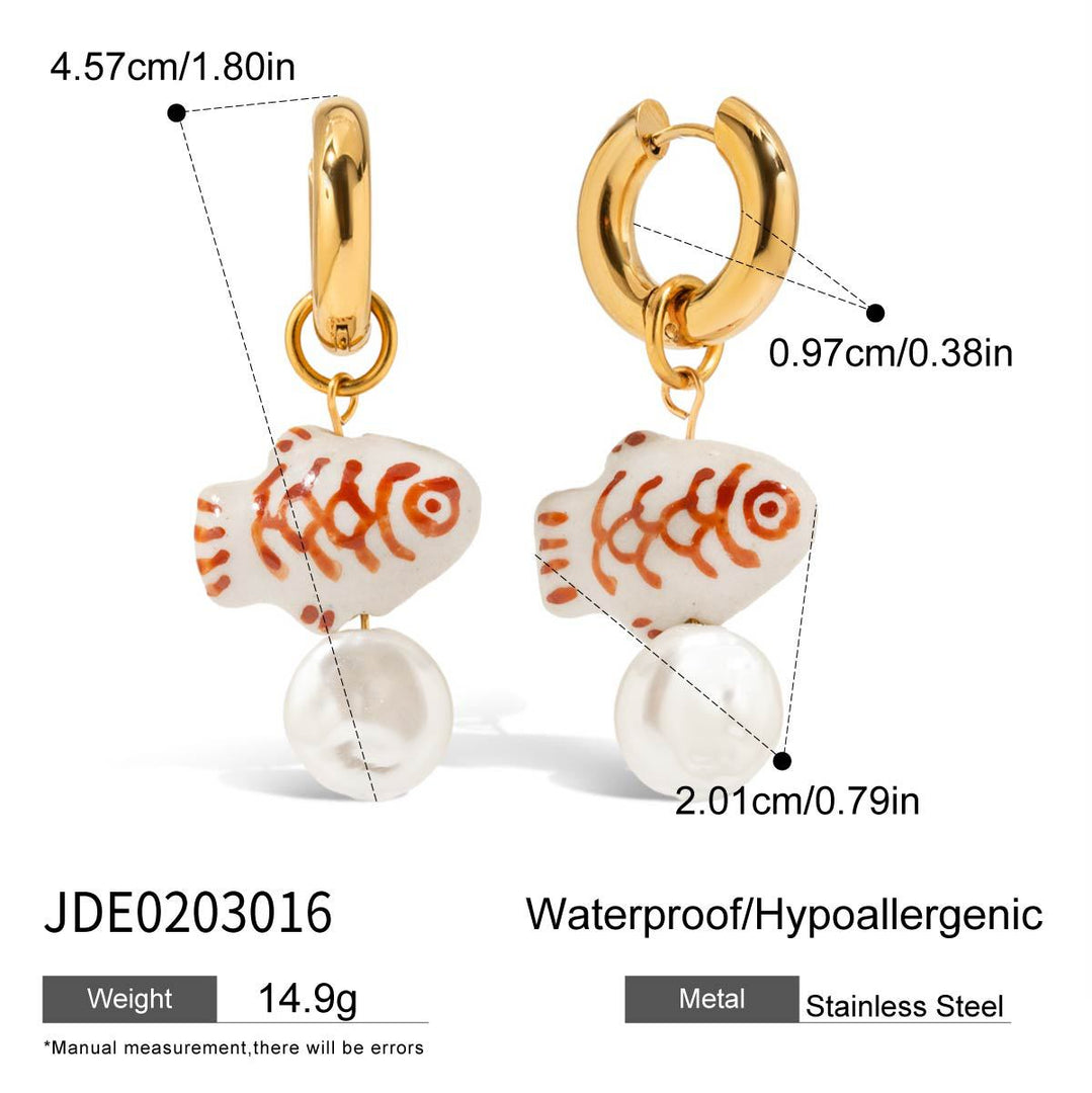 Geometric Pearl Studs Steel Plated Fadeproof S5P160
