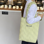 Load image into Gallery viewer, Polyester Grid Shoulder Bag Contrast Top Handle S5P321