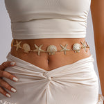 Load image into Gallery viewer, Pleated Metal Starfish Shell Waist Chain Necklace N6H136
