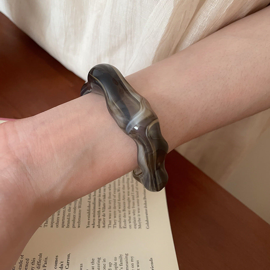 Acrylic Irregular Flower Geometric Open Cuff Bracelet N6F093