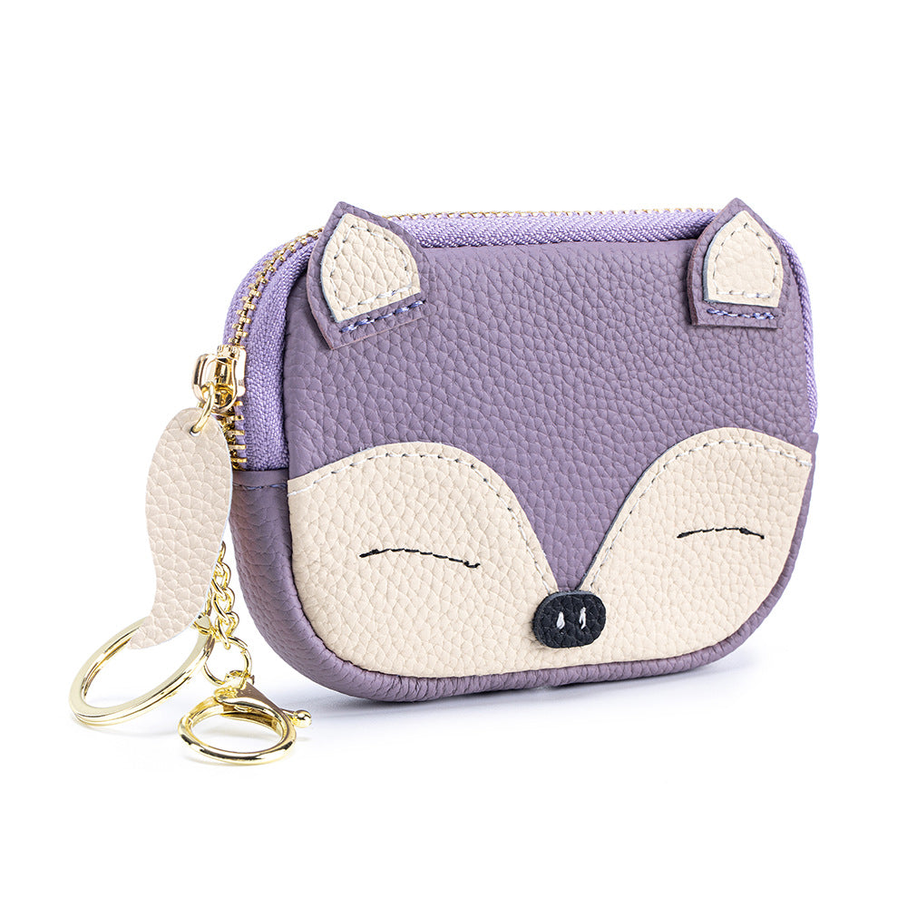 Cartoon Fox Embroidery Leather Coin Purse N6G052