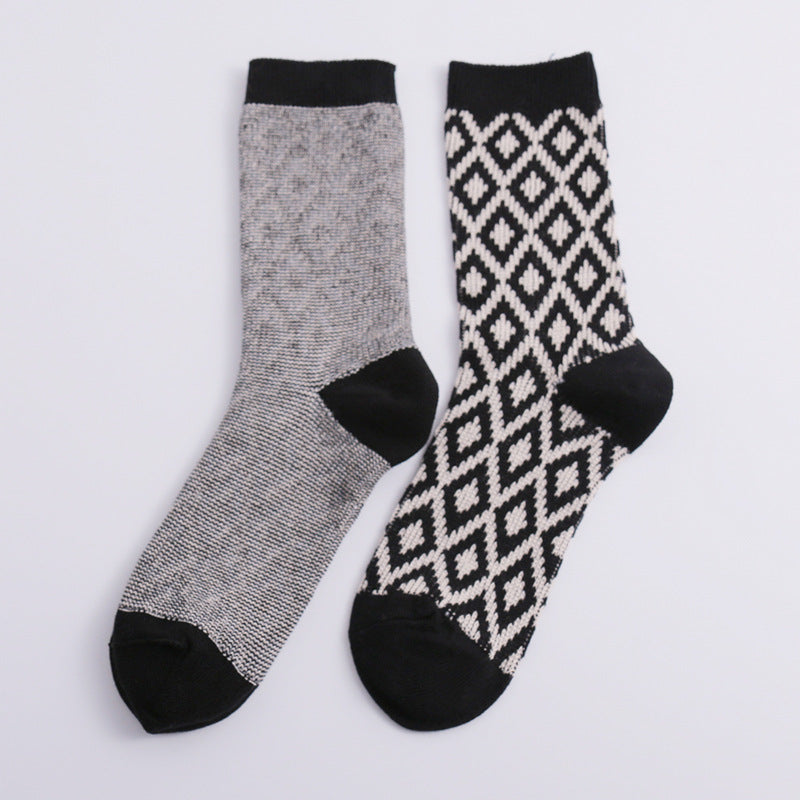 Vintage Double Needle Thick Warm Stack Mid-Calf Socks N6H031