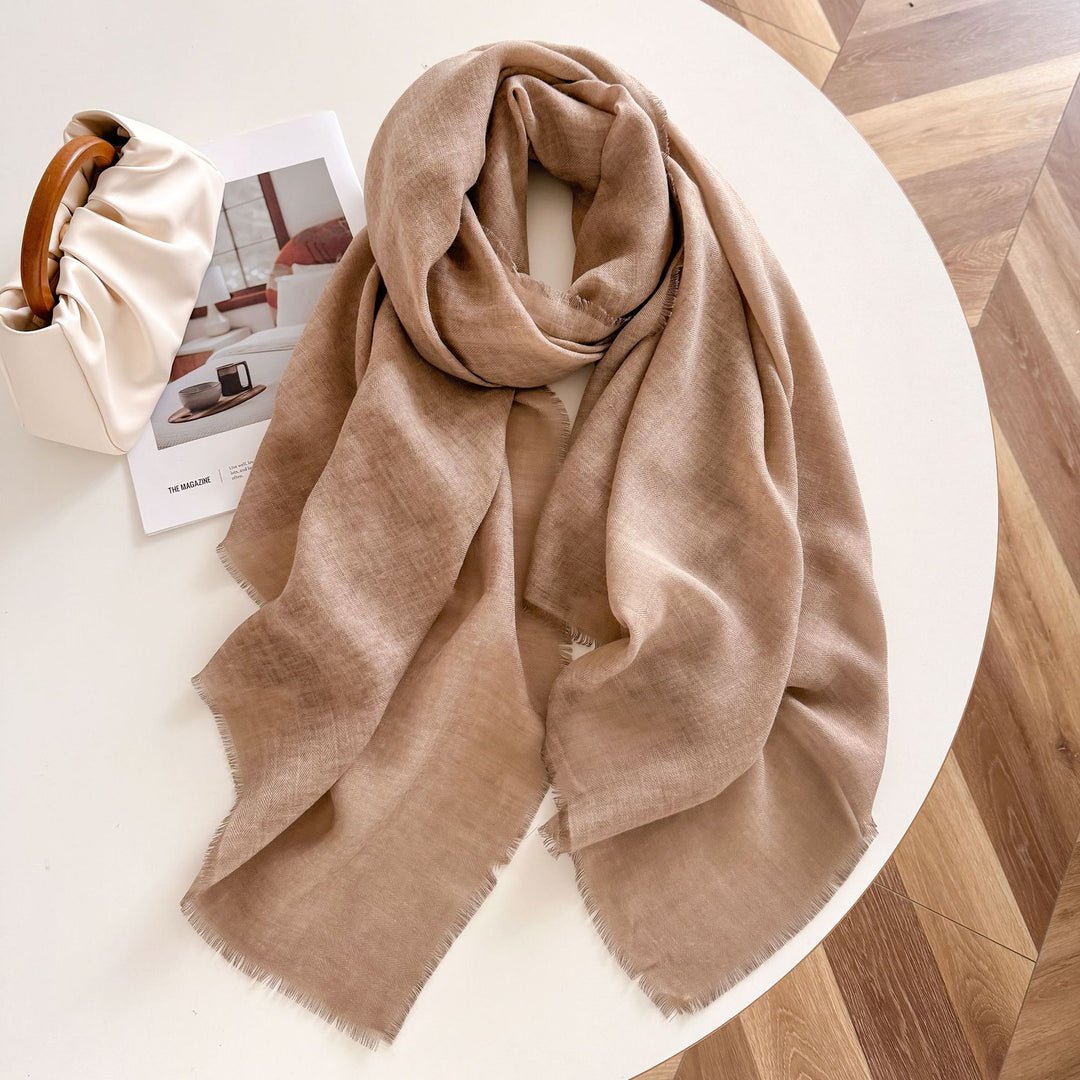 Lightweight Solid Raw Edge Shawl Scarf Women Travel N6H246