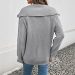 Load image into Gallery viewer, Cable Zip Collar Sweater Mid Weight Gray N5A014
