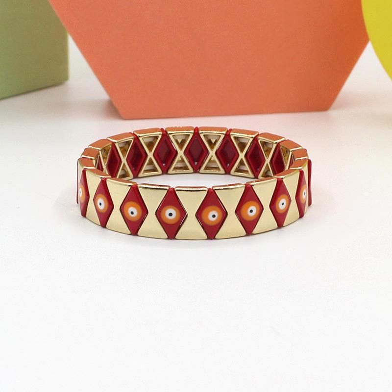 Evil Eye Rhombus Cuff Steel Stove-Enameled Elastic S5P152