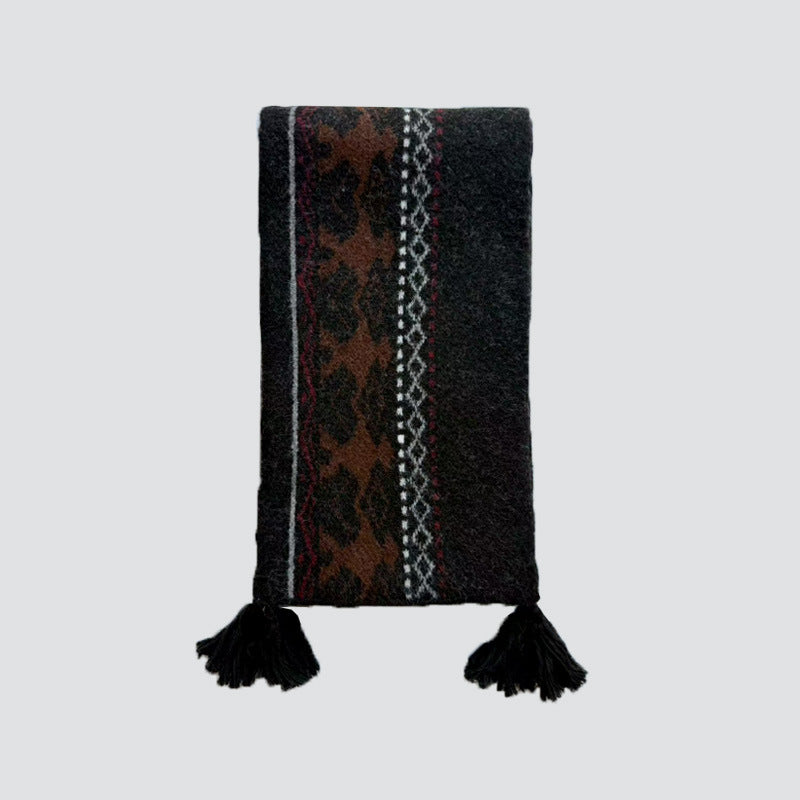 Heavyweight Wool Blend Scarf Fringe Detailing  M5A100