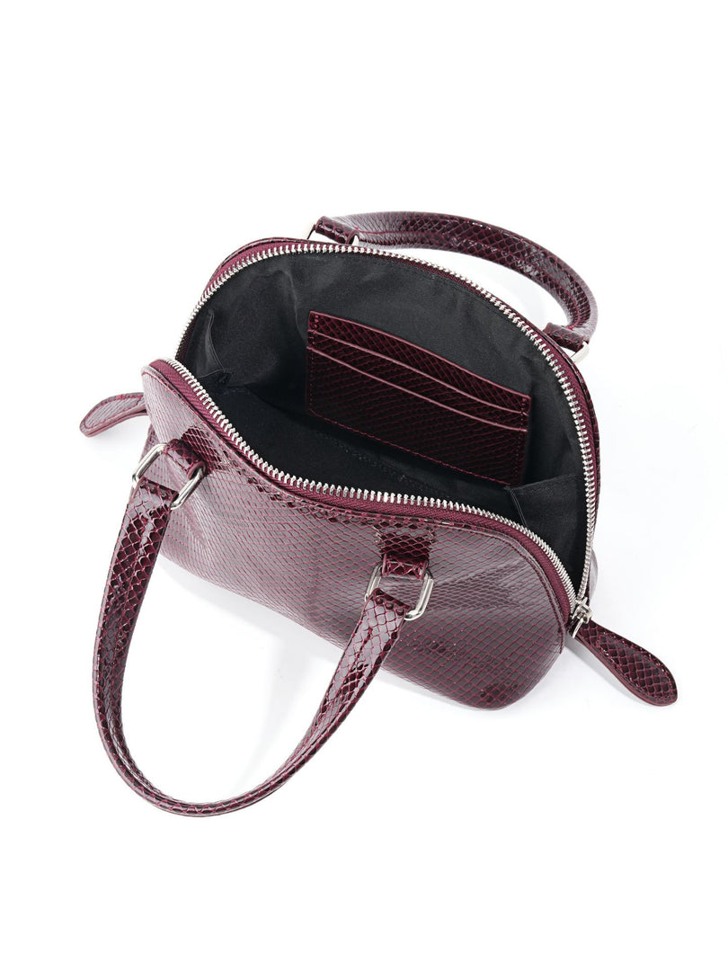 Burgundy Stone Texture Shell Bag Women N6C036