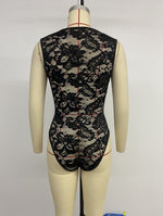 Load image into Gallery viewer, Sexy V-Neck Lace Bodysuit Solid Color N6F217