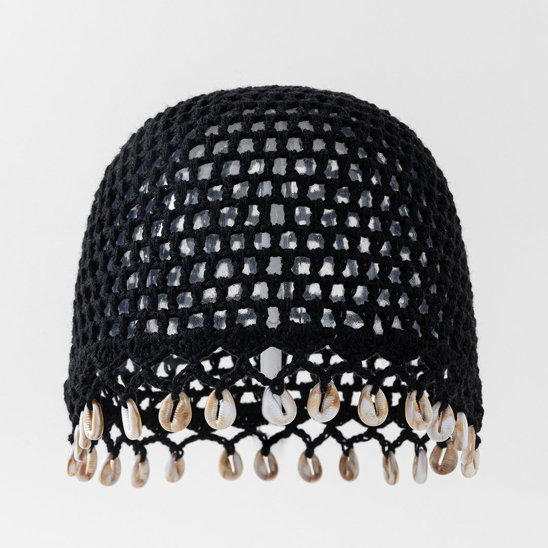 Hand Crochet Shell Pendant Cotton Cap Women N6G213
