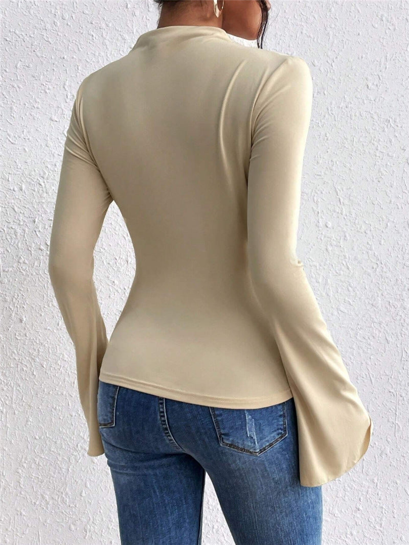 Puff Sleeve Ruffle Detail T-shirt Women N6C322