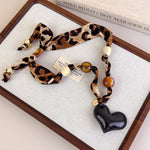 Load image into Gallery viewer, Womens Brown Leopard Print Beaded Scarf Necklace N6K278