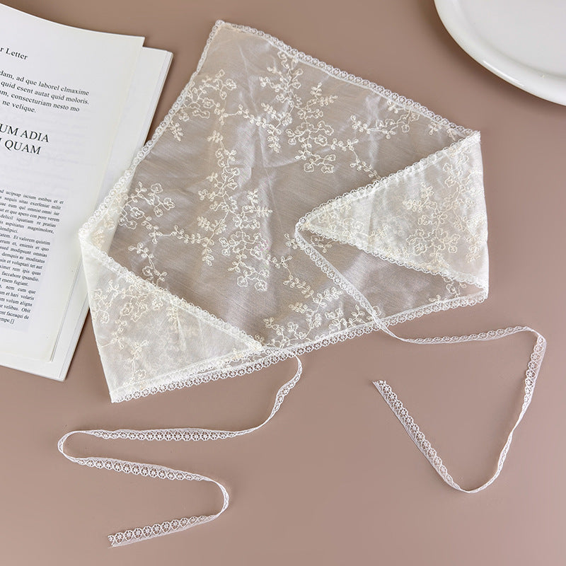 Embroidered Lace Triangle Head Scarf Women Soft N6H107